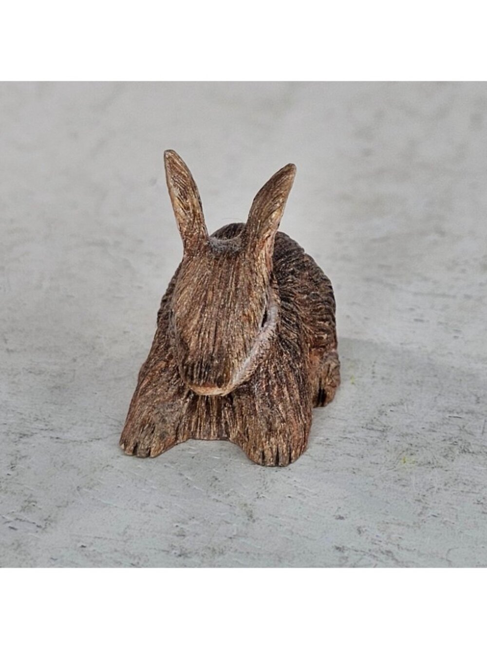 Hand Carved Wood Bunny Rabbit Figurine By Buyrl Ann Franks Miniature Sculpture - Picture 2 of 8